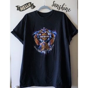 VTG Harley Davidson  Eagle Black Biker T-Shirt XL
